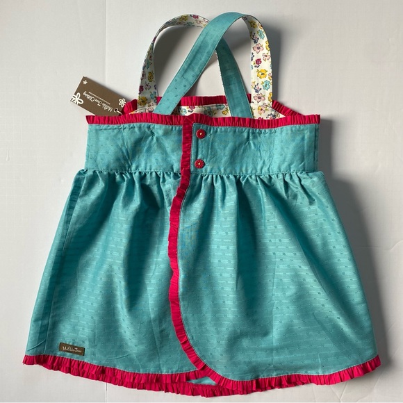 Matilda Jane Shirt Size 12 NWT Enchanted Garden Smock Top New Aqua Pink Trim - Picture 2 of 16